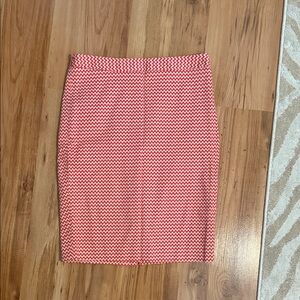 The Limited Red and White Herringbone Pencil Skirt